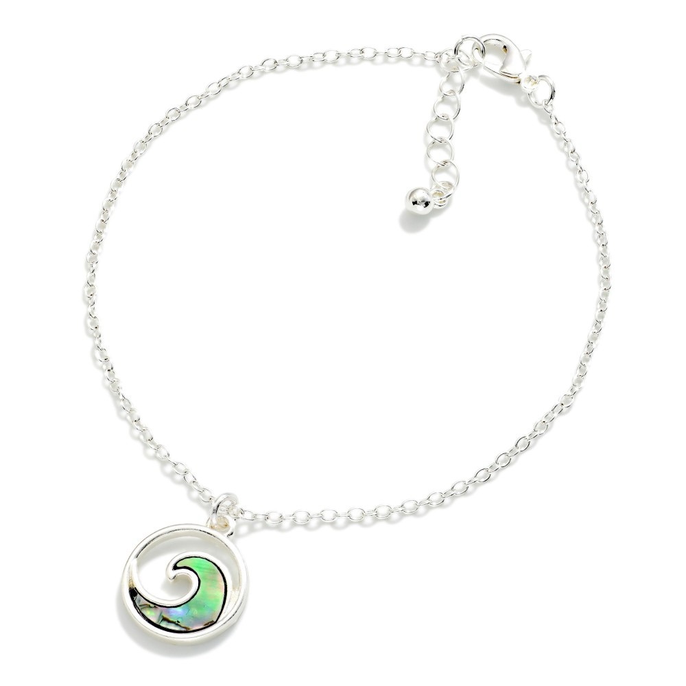 Silver Wave Abalone ankle bracelet